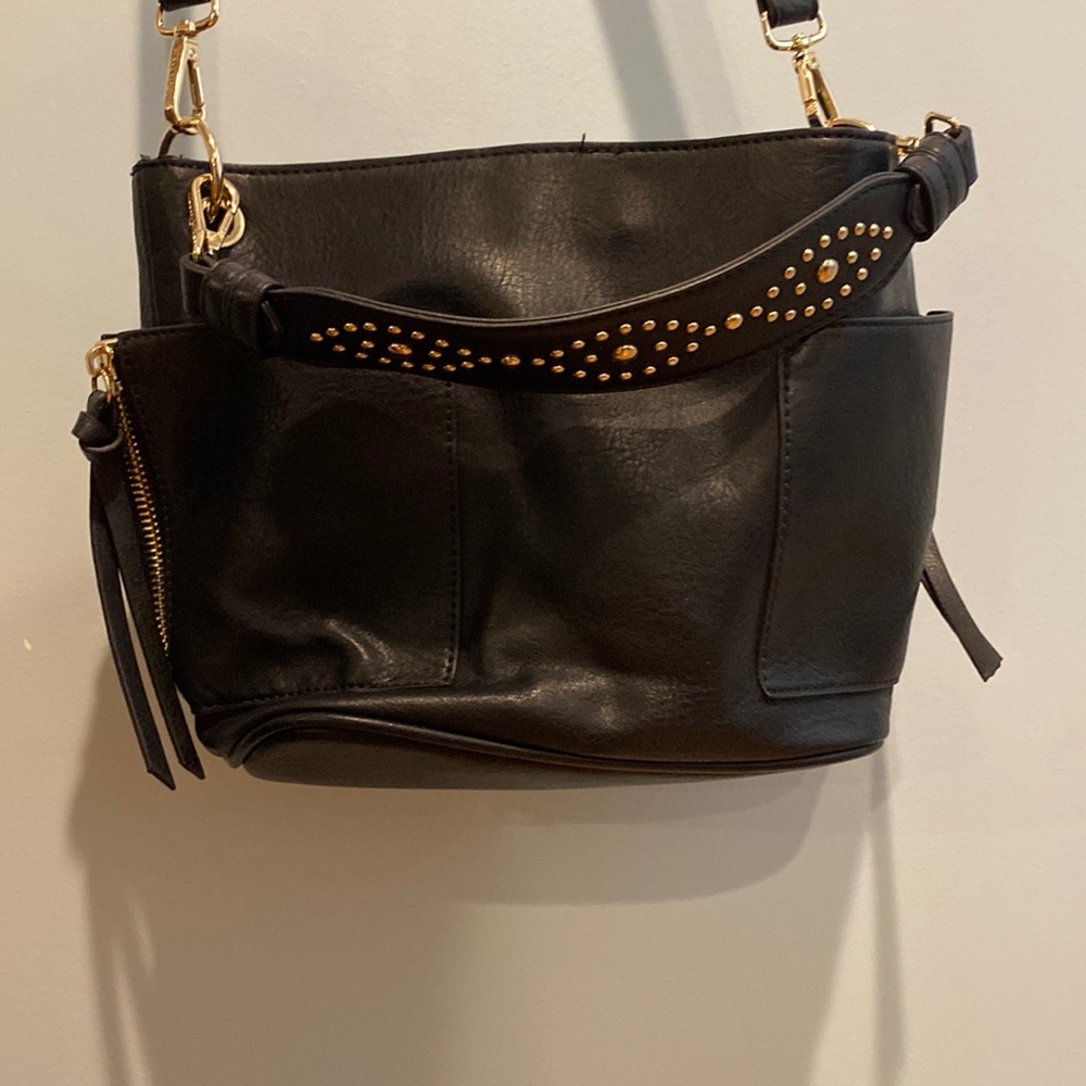 Steve Madden black leather shoulder or crossbody bag